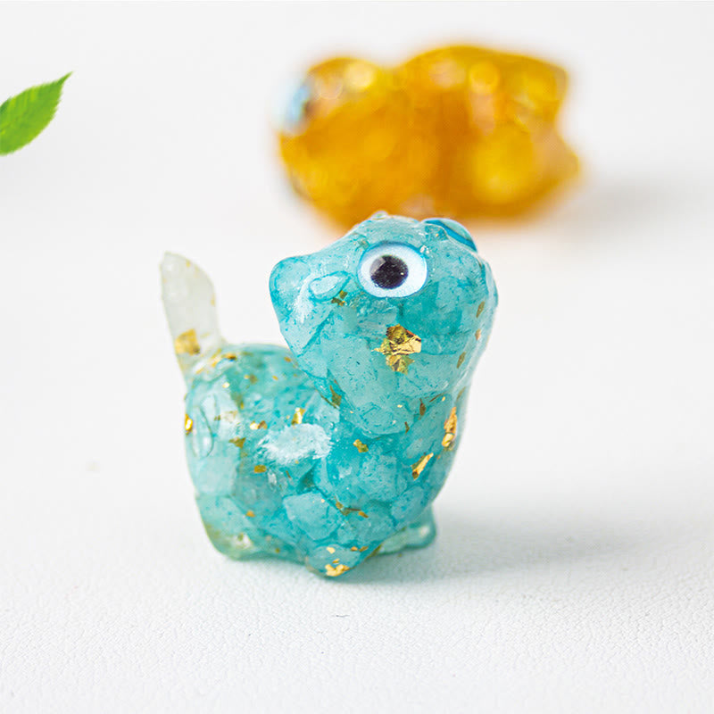 Buddha Stones Statua decorativa di cristallo a forma di gatto in resina con effetto di serenità - image 10