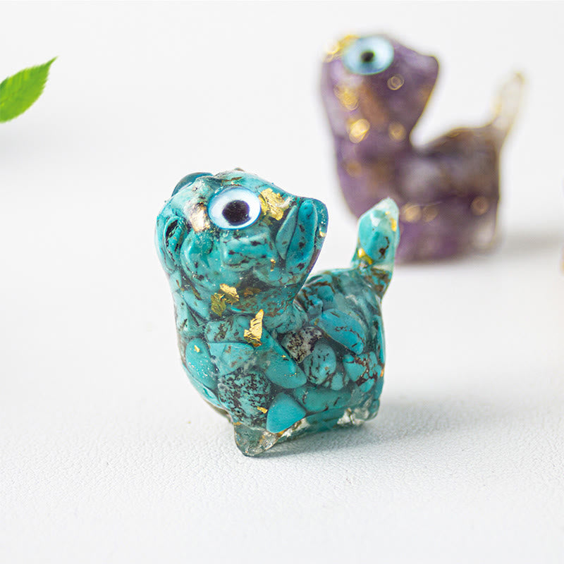 Buddha Stones Statua decorativa di cristallo a forma di gatto in resina con effetto di serenità - image 7