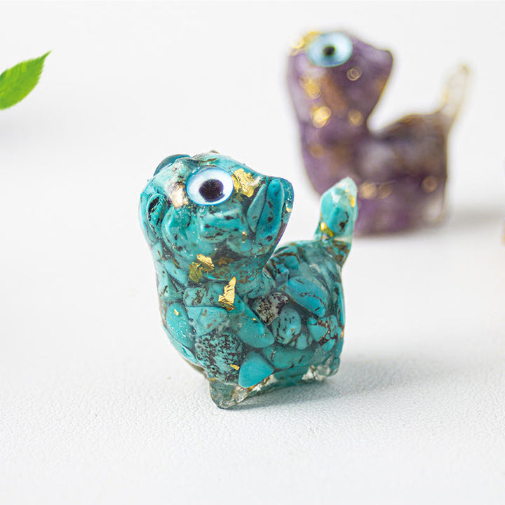 Buddha Stones Statua decorativa di cristallo a forma di gatto in resina con effetto di serenità - image 7