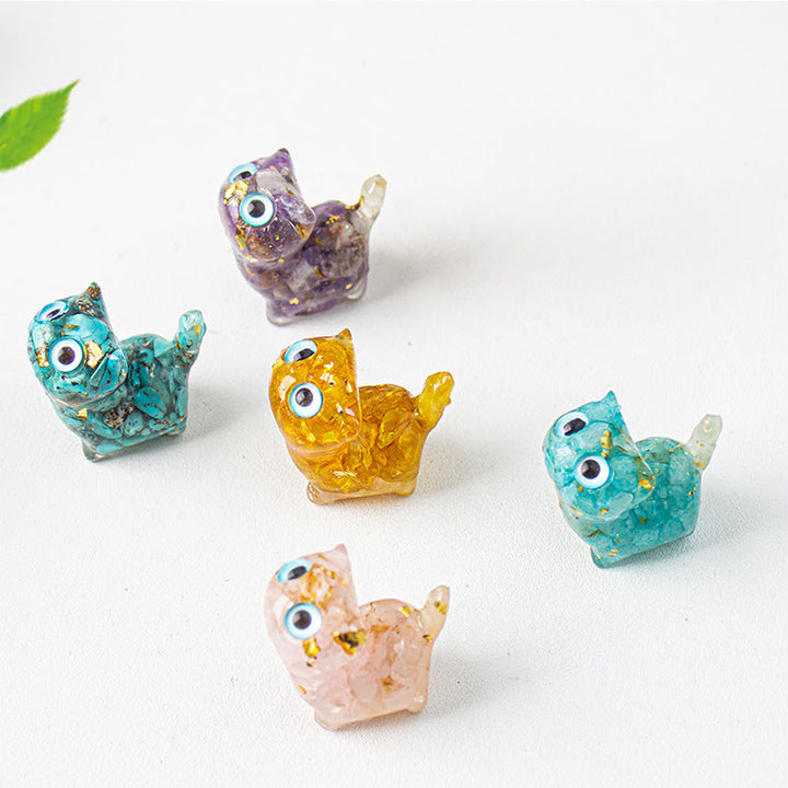 Buddha Stones Statua decorativa di cristallo a forma di gatto in resina con effetto di serenità - image 30