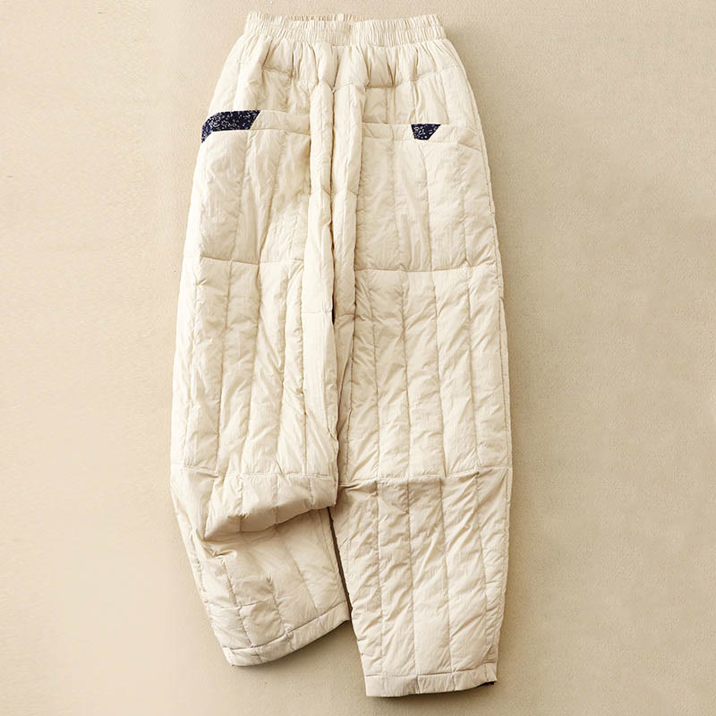 Pantaloni termici invernali patchwork da donna Buddha Stones con tasche - Seta di mais - US8-10, UK/AU12-14, EU40-42 (2XL) - image 0