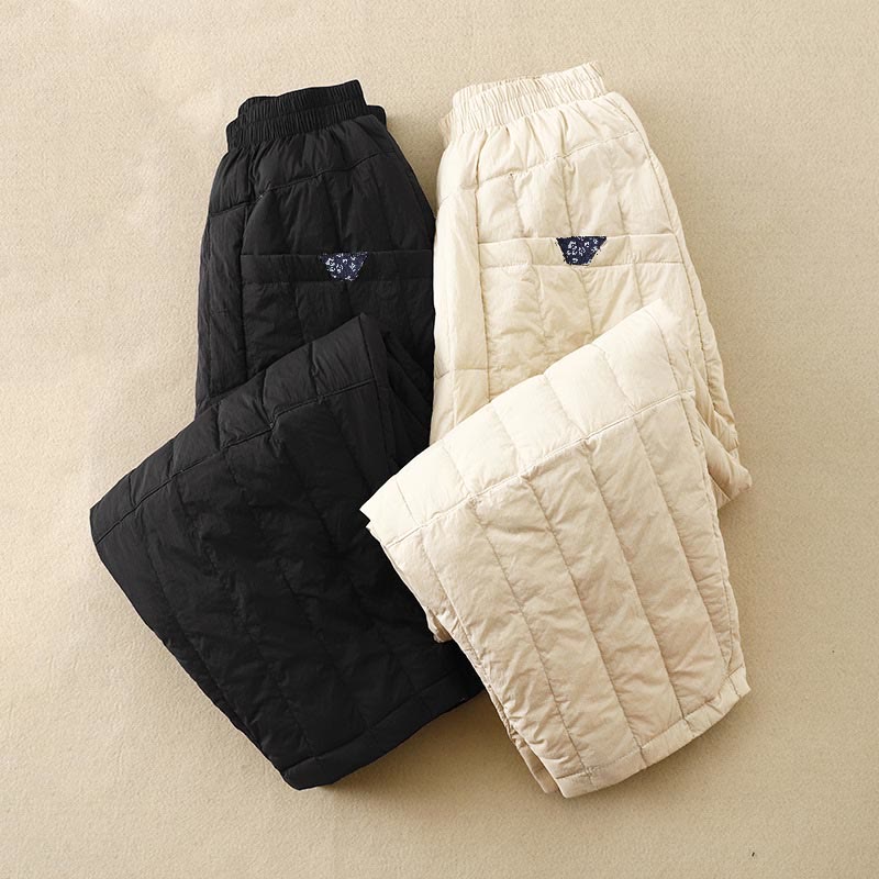 Pantaloni termici invernali patchwork in cotone da donna Buddha Stones con tasche - image 13