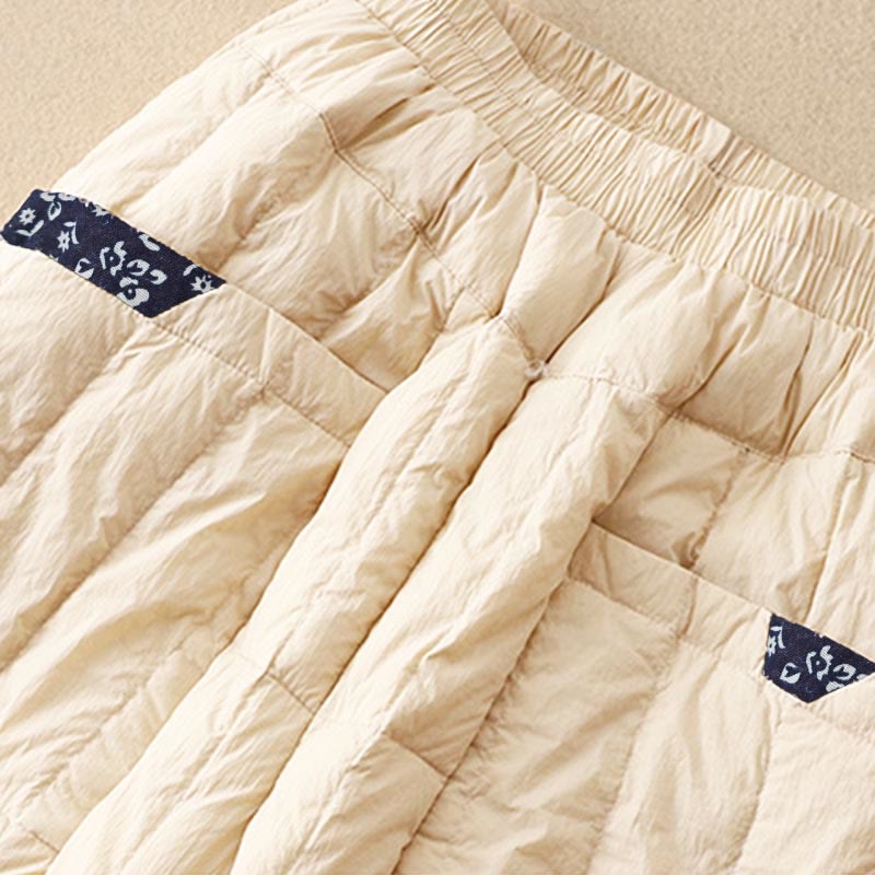 Pantaloni termici invernali patchwork da donna Buddha Stones con tasche - image 2