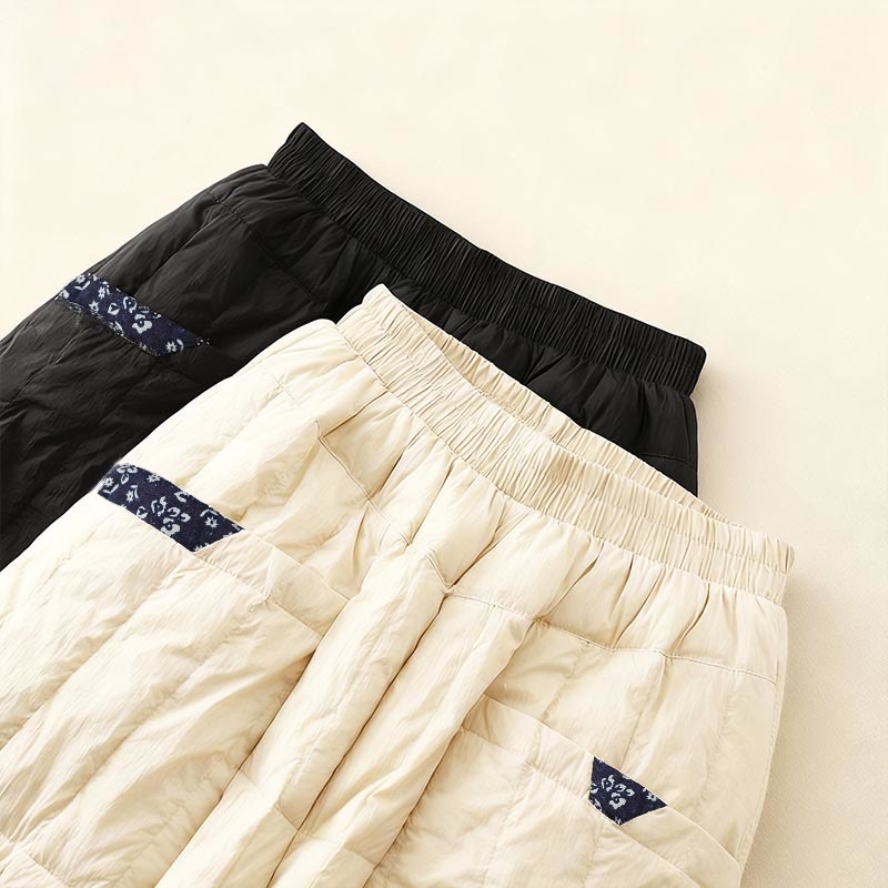 Pantaloni termici invernali patchwork da donna Buddha Stones con tasche - image 14