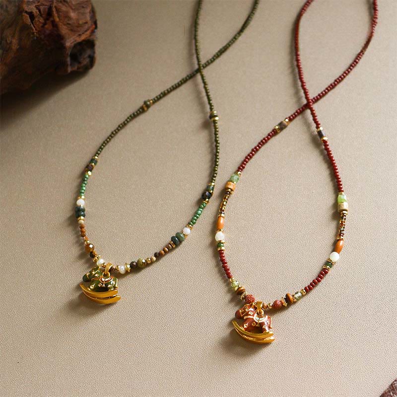 Buddha Stones Anno del Cavallo Rame Occhio di Tigre Varie Perle Collana Pendenti Equilibrio - image 0