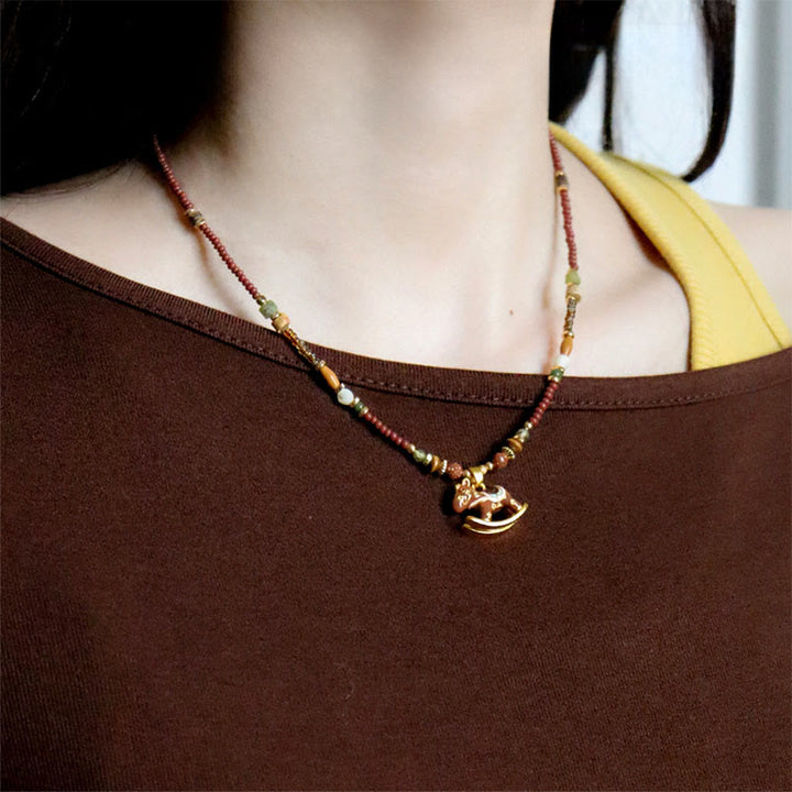 Buddha Stones Anno del Cavallo Rame Occhio di Tigre Varie Perle Collana Pendenti Equilibrio - image 4