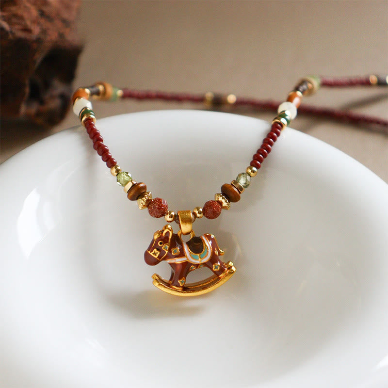 Buddha Stones Anno del Cavallo Rame Occhio di Tigre Varie Perle Collana Pendenti Equilibrio - image 3