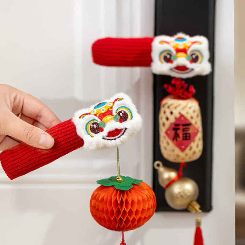 Decorazione della maniglia della porta del personaggio Fu del leone danzante dell'anno del cavallo Buddha Stones - image 0