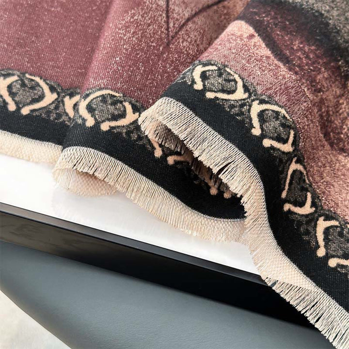 Sciarpa morbida con motivo a scialle, motivo a inchiostro invernale Buddha Stones fiori di loto - image 19