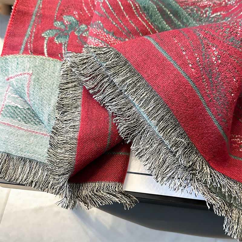 Sciarpa morbida con nappa e motivo a onde dell'oceano con Buddha Stones e fiori di loto autunnali - image 8