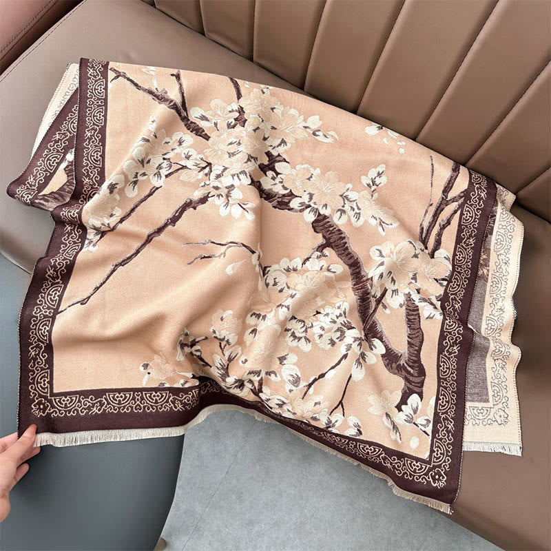 Sciarpa morbida con motivo a foglie di pesco, Buddha Stones e rami - PeachPuff - 180*65 centimetri - image 13