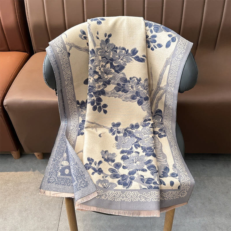 Sciarpa morbida con motivo a foglie di pesco, Buddha Stones e rami - image 12