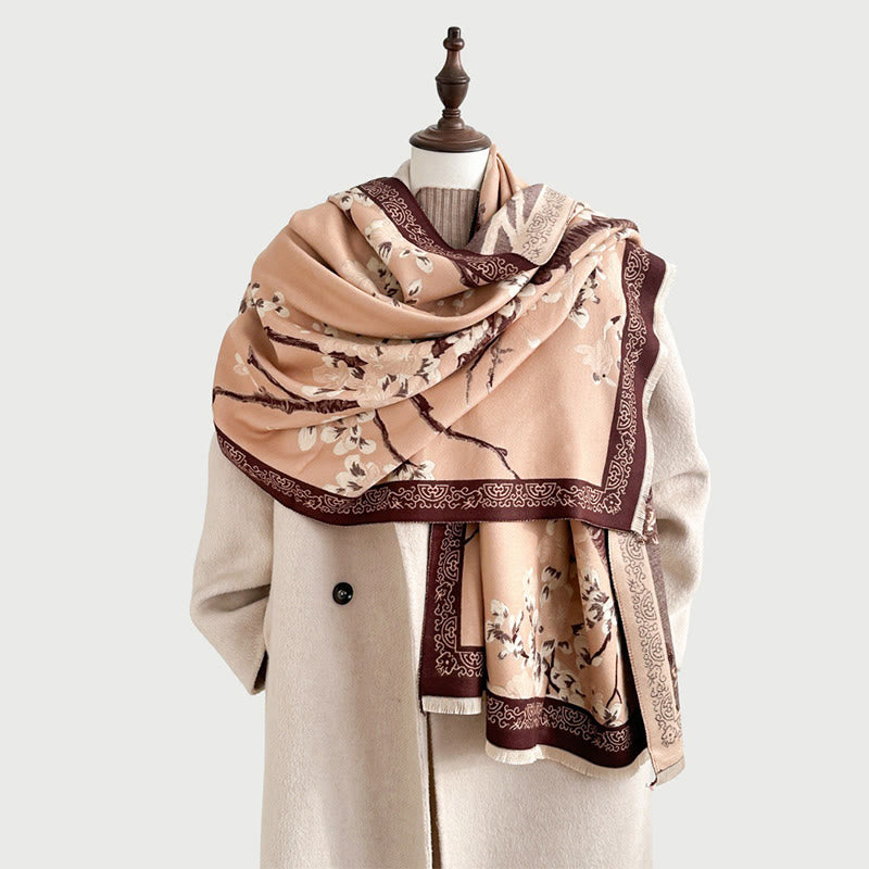 Sciarpa morbida con motivo a foglie di pesco, Buddha Stones e rami - image 14