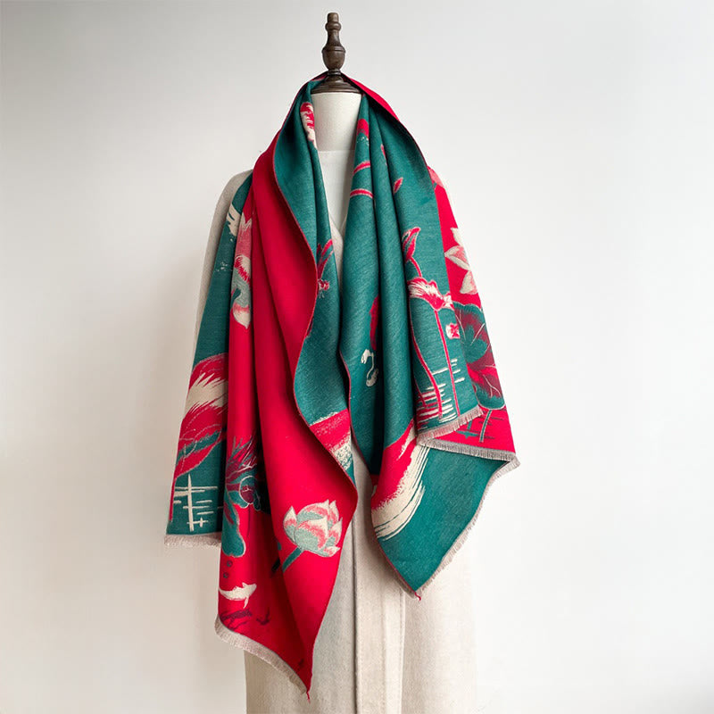 Sciarpa scialle accogliente con motivo a libellula e pesce koi Buddha Stones autunnali - image 5