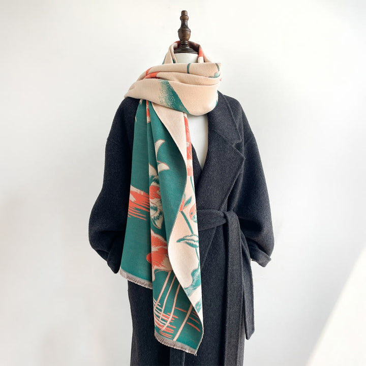 Sciarpa scialle accogliente con motivo a libellula e pesce koi Buddha Stones autunnali - image 2