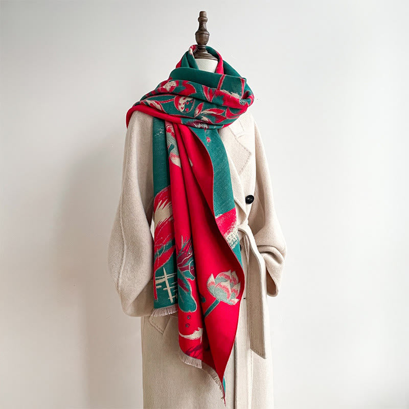 Sciarpa scialle accogliente con motivo a libellula e pesce koi Buddha Stones autunnali - image 4