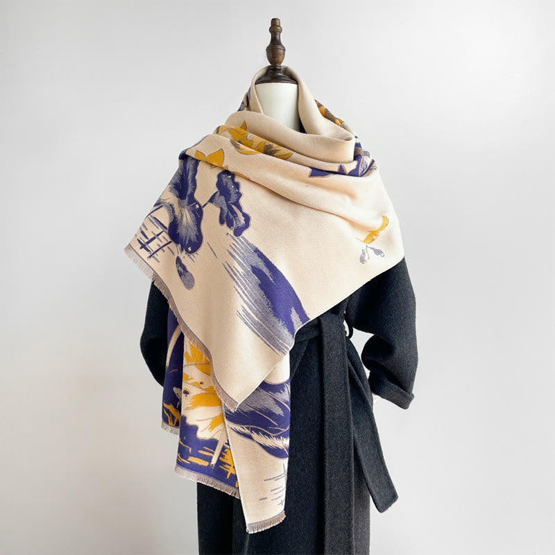 Sciarpa scialle accogliente con motivo a libellula e pesce koi Buddha Stones autunnali - image 9