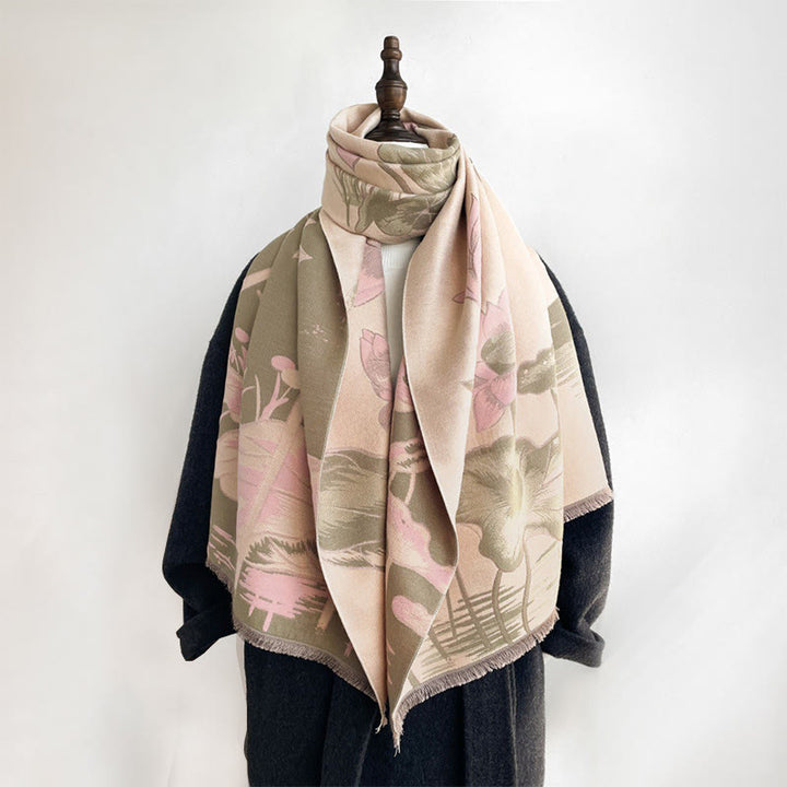 Sciarpa scialle accogliente con motivo a libellula e pesce koi Buddha Stones autunnali - image 13