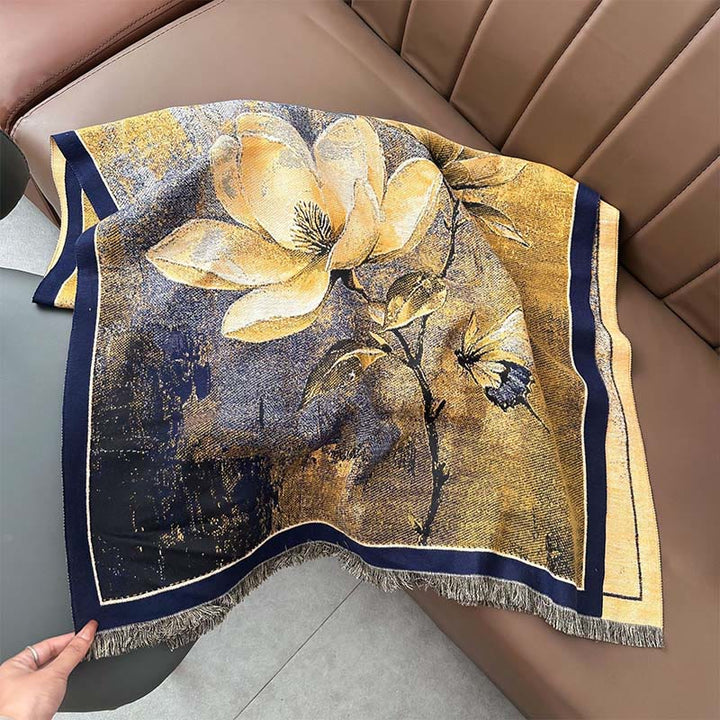 Sciarpa morbida con motivo a farfalla e magnolia invernale Buddha Stones - image 5