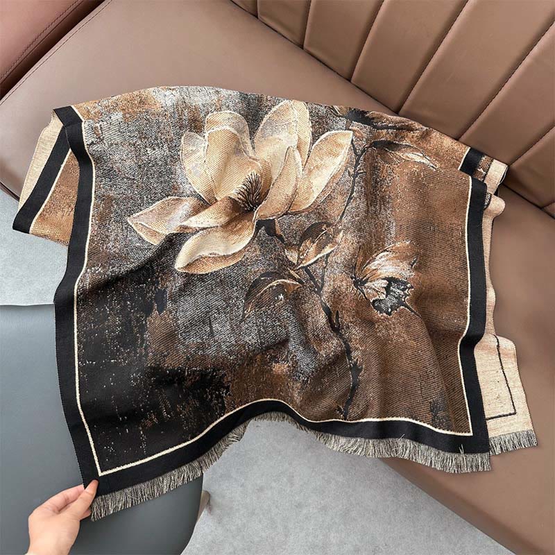 Sciarpa morbida con motivo a farfalla e magnolia invernale Buddha Stones - image 9