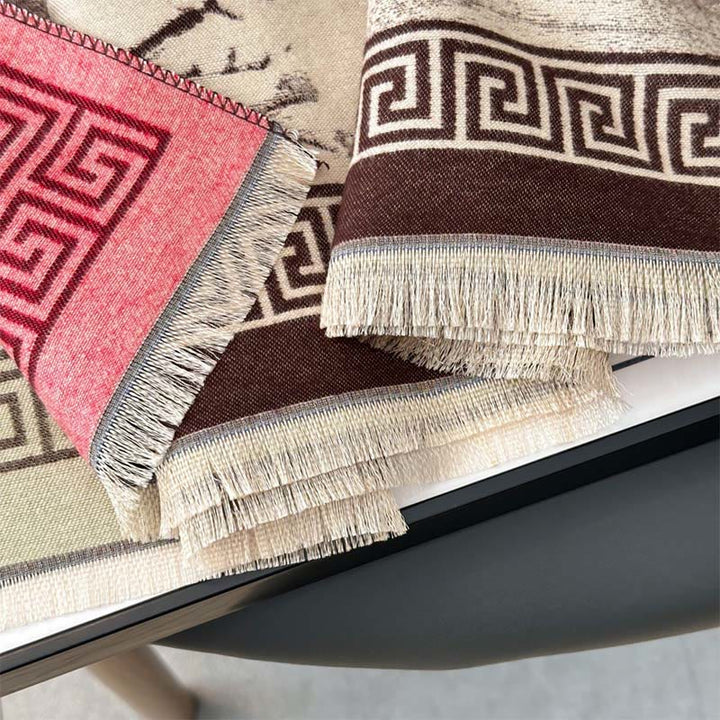 Sciarpa accogliente con motivo a inchiostro dipinto a mano con motivo a prugna autunnale Buddha Stones - image 15