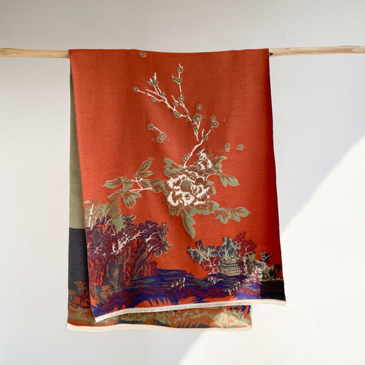 Sciarpa accogliente con motivo a padiglione, motivo Buddha Stones Fall Flowers Trees - Corallo - 180*65cm - image 6