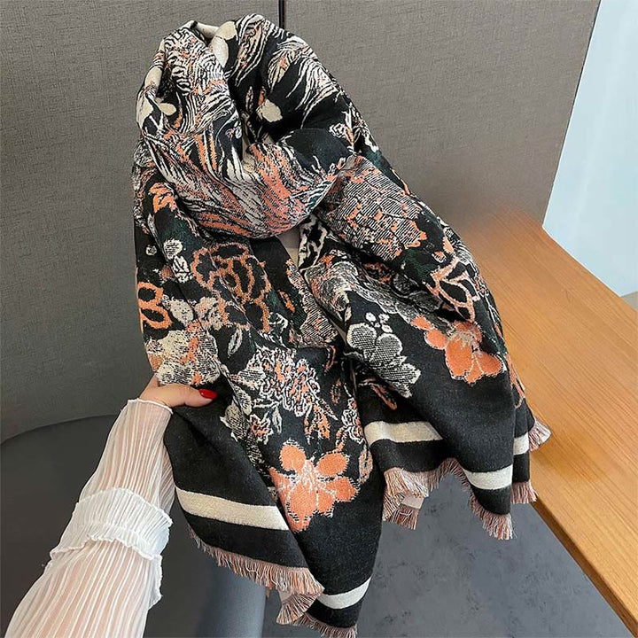 Sciarpa morbida con motivo a fiori di fenice autunnale Buddha Stones - image 3