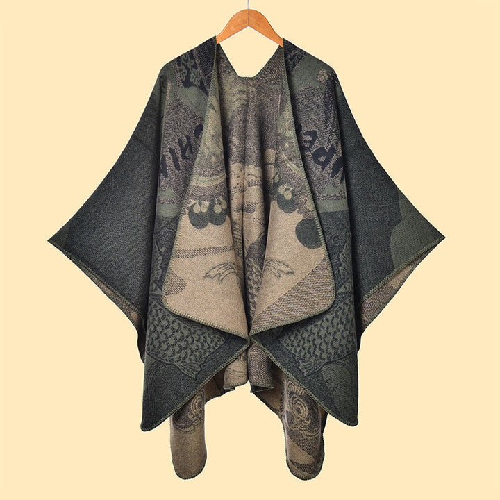 Sciarpa calda e accogliente con motivo a onde di pesci koi invernali Buddha Stones - Grigio scuro - 130*150 cm - image 14