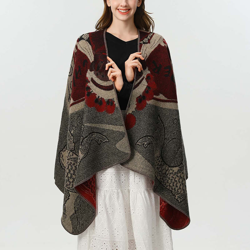 Sciarpa calda e accogliente con motivo a onde di pesci koi invernali Buddha Stones - image 5