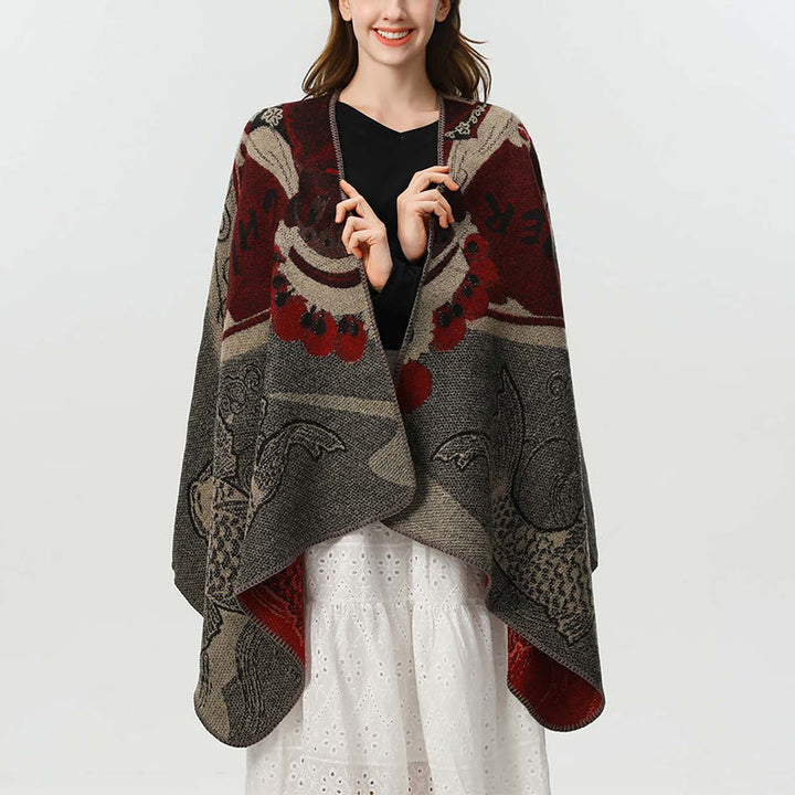 Sciarpa calda e accogliente con motivo a onde di pesci koi invernali Buddha Stones - image 5