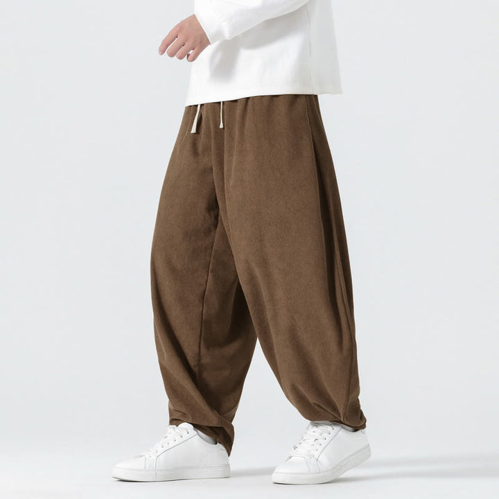 Pantaloni harem da uomo in velluto a coste tinta unita con tasche Buddha Stones Fall - Marrone sella - US/UK/AU46, EU56 (5XL) - image 19