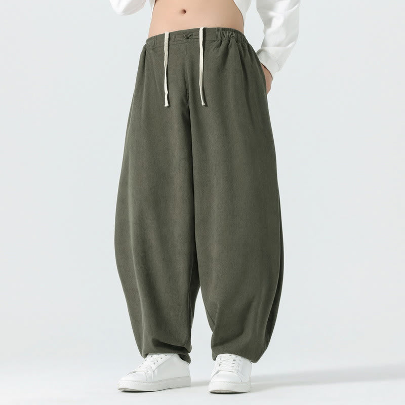 Pantaloni harem da uomo in velluto a coste tinta unita con tasche Buddha Stones Fall - Verde Mare Scuro - US/UK/AU46, EU56 (5XL) - image 0