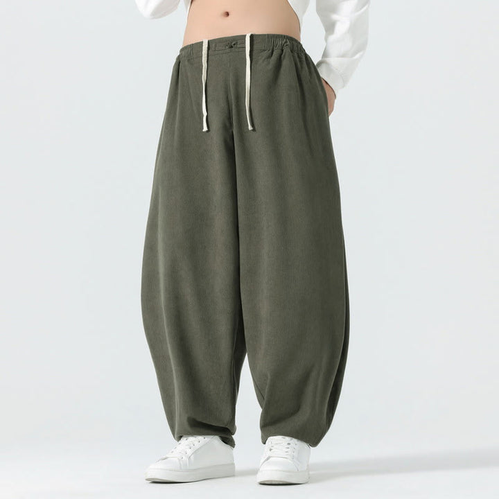 Pantaloni harem da uomo in velluto a coste tinta unita con tasche Buddha Stones Fall - Verde Mare Scuro - US/UK/AU46, EU56 (5XL) - image 0