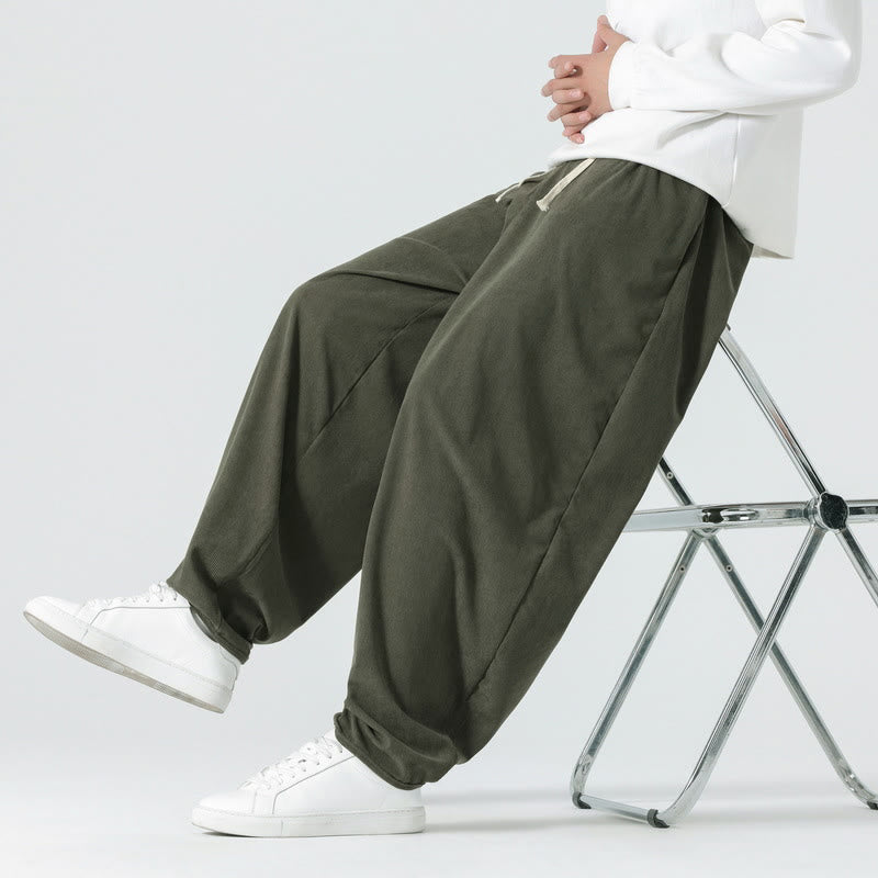 Pantaloni harem da uomo in velluto a coste tinta unita con tasche Buddha Stones Fall - image 5