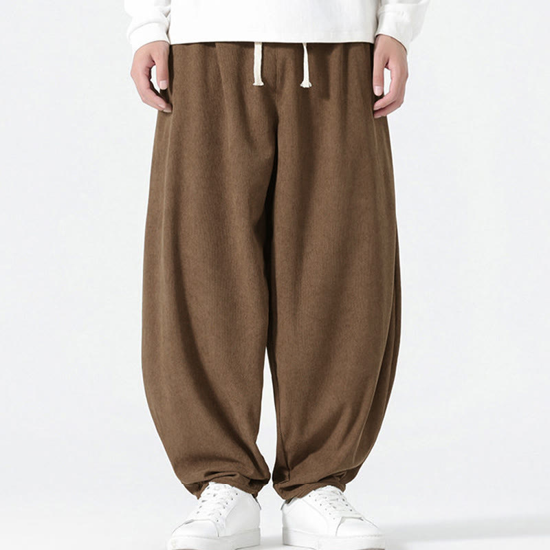 Pantaloni harem da uomo in velluto a coste tinta unita con tasche Buddha Stones Fall - image 20