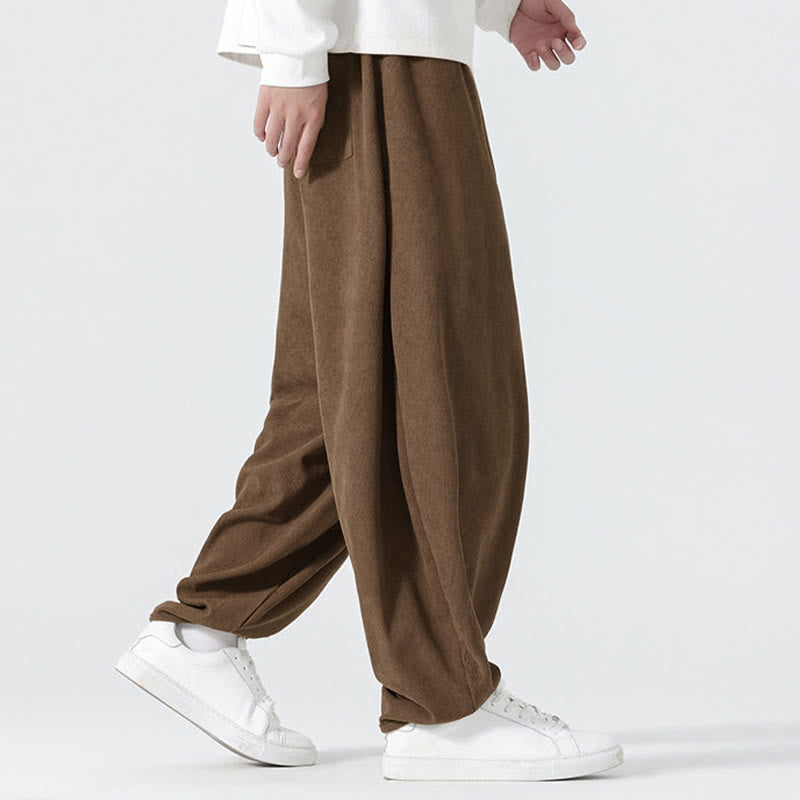 Pantaloni harem da uomo in velluto a coste tinta unita con tasche Buddha Stones Fall - image 22