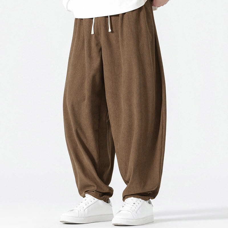 Pantaloni harem da uomo in velluto a coste tinta unita con tasche Buddha Stones Fall - image 21