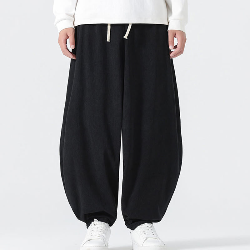 Pantaloni harem da uomo in velluto a coste tinta unita con tasche Buddha Stones Fall - image 9