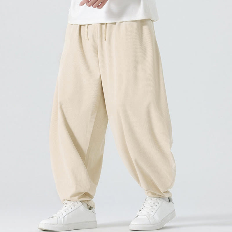 Pantaloni harem da uomo in velluto a coste tinta unita con tasche Buddha Stones Fall - image 11