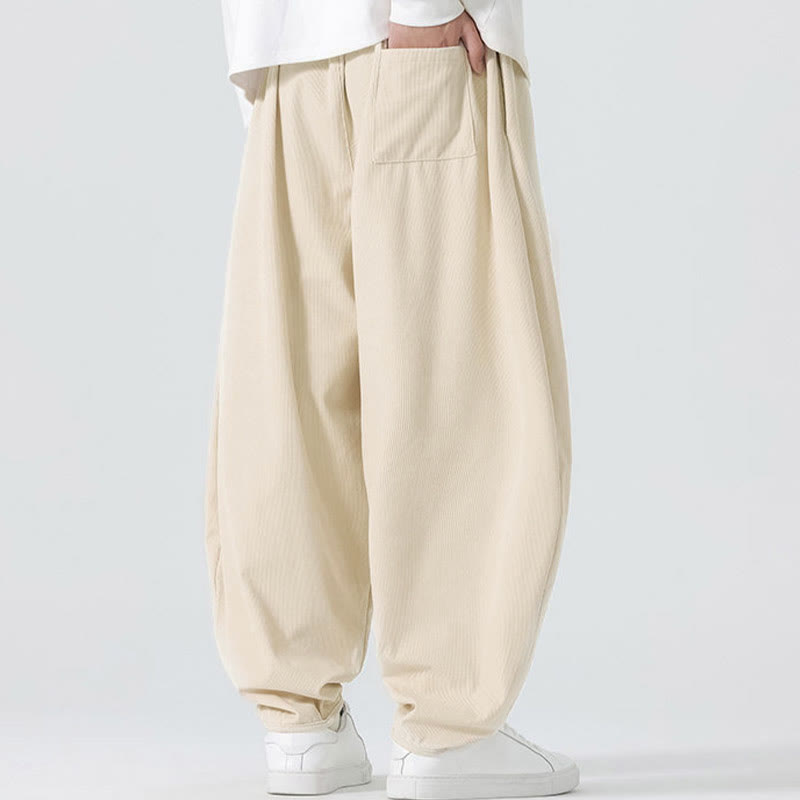 Pantaloni harem da uomo in velluto a coste tinta unita con tasche Buddha Stones Fall - image 13