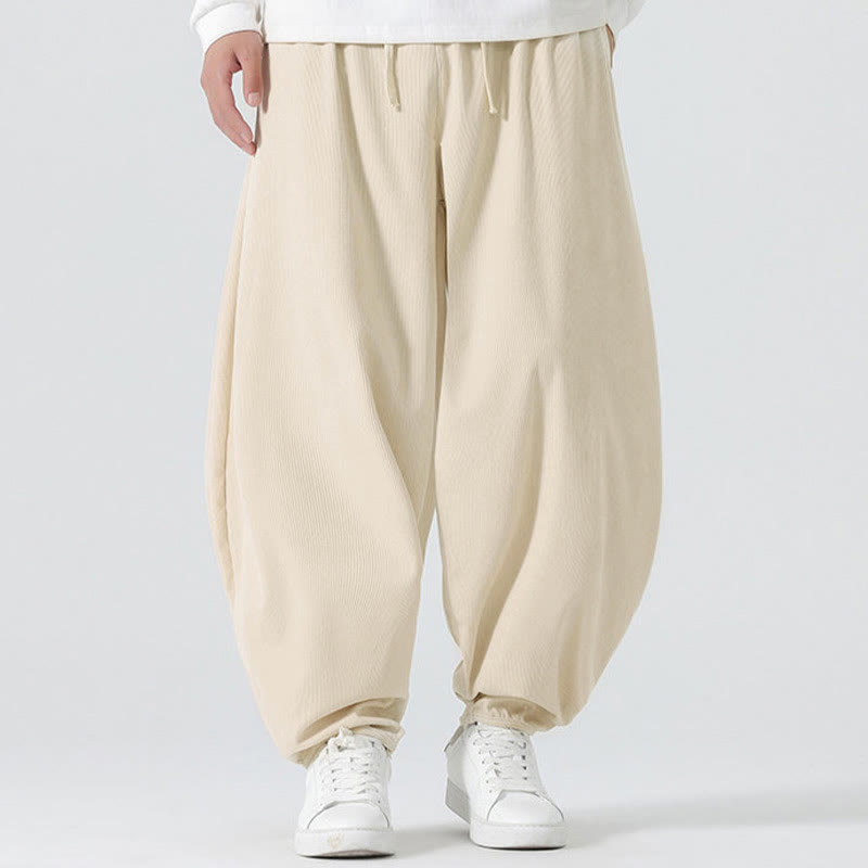 Pantaloni harem da uomo in velluto a coste tinta unita con tasche Buddha Stones Fall - image 14