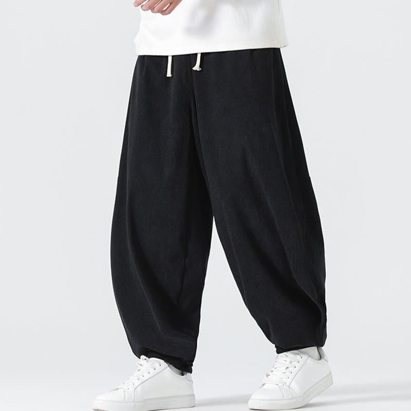 Pantaloni harem da uomo in velluto a coste tinta unita con tasche Buddha Stones Fall - image 7