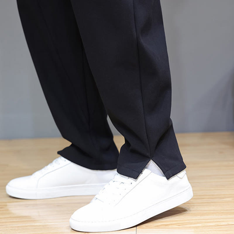 Pantaloni da uomo in cotone e lino con tasche, tinta unita, foderati in pile invernale Buddha Stones - image 20