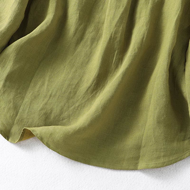 Camicia da donna a maniche lunghe con colletto rialzato e bottoni a metà, modello Buddha Stones Spring, colore cachi scuro - image 10