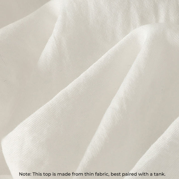 Camicia da donna in cotone a maniche lunghe con volant e bottoni bianchi Buddha Stones - image 8