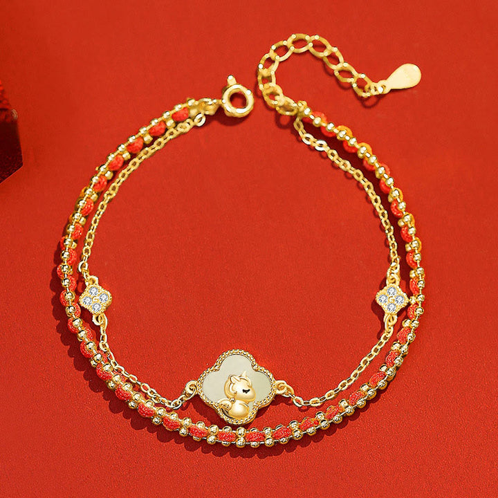 Bracciale Buddha Stones in argento sterling 925 con agata rossa e giada Hetian, simbolo della fiducia nell'anno del cavallo - Giada Hetian (circonferenza del polso: 14-18 cm) - image 9