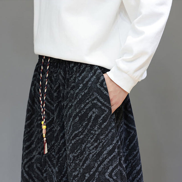 Pantaloni harem da uomo in velluto a coste di cotone e lino con tasche e coulisse, motivo Buddha Stones Fall Texture - image 20