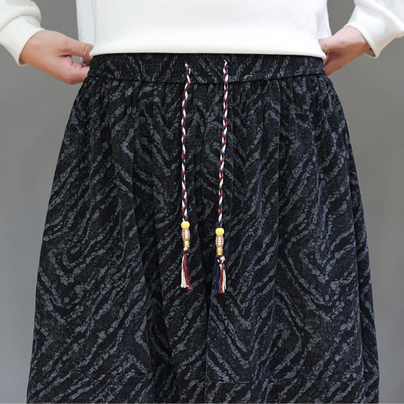 Pantaloni harem da uomo in velluto a coste di cotone e lino con tasche e coulisse, motivo Buddha Stones Fall Texture - image 19