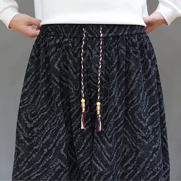 Pantaloni harem da uomo in velluto a coste di cotone e lino con tasche e coulisse, motivo Buddha Stones Fall Texture - image 19