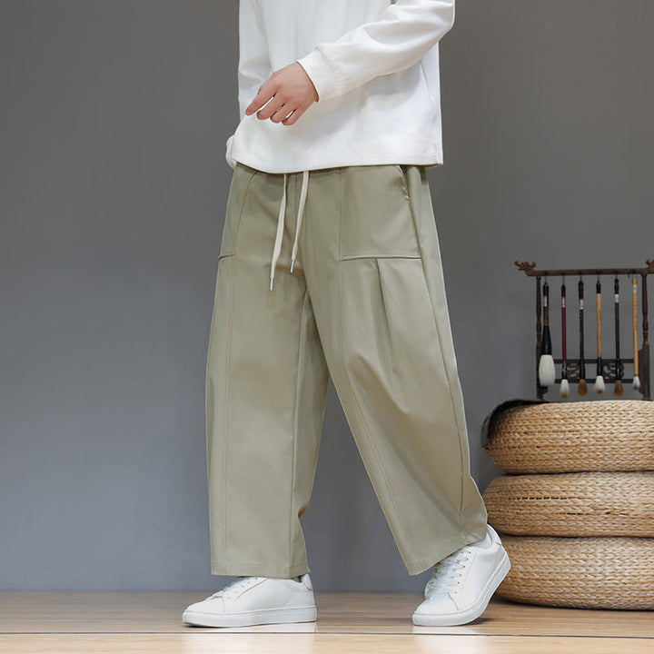 Pantaloni harem da uomo in cotone color puro con tasche , Buddha Stones Fall - image 5